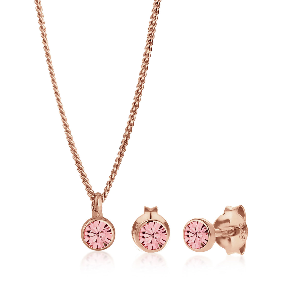 Rosa - Elli | Halskette | Kristall ( Rosa ) | 925 Sterling Silber Rosegold