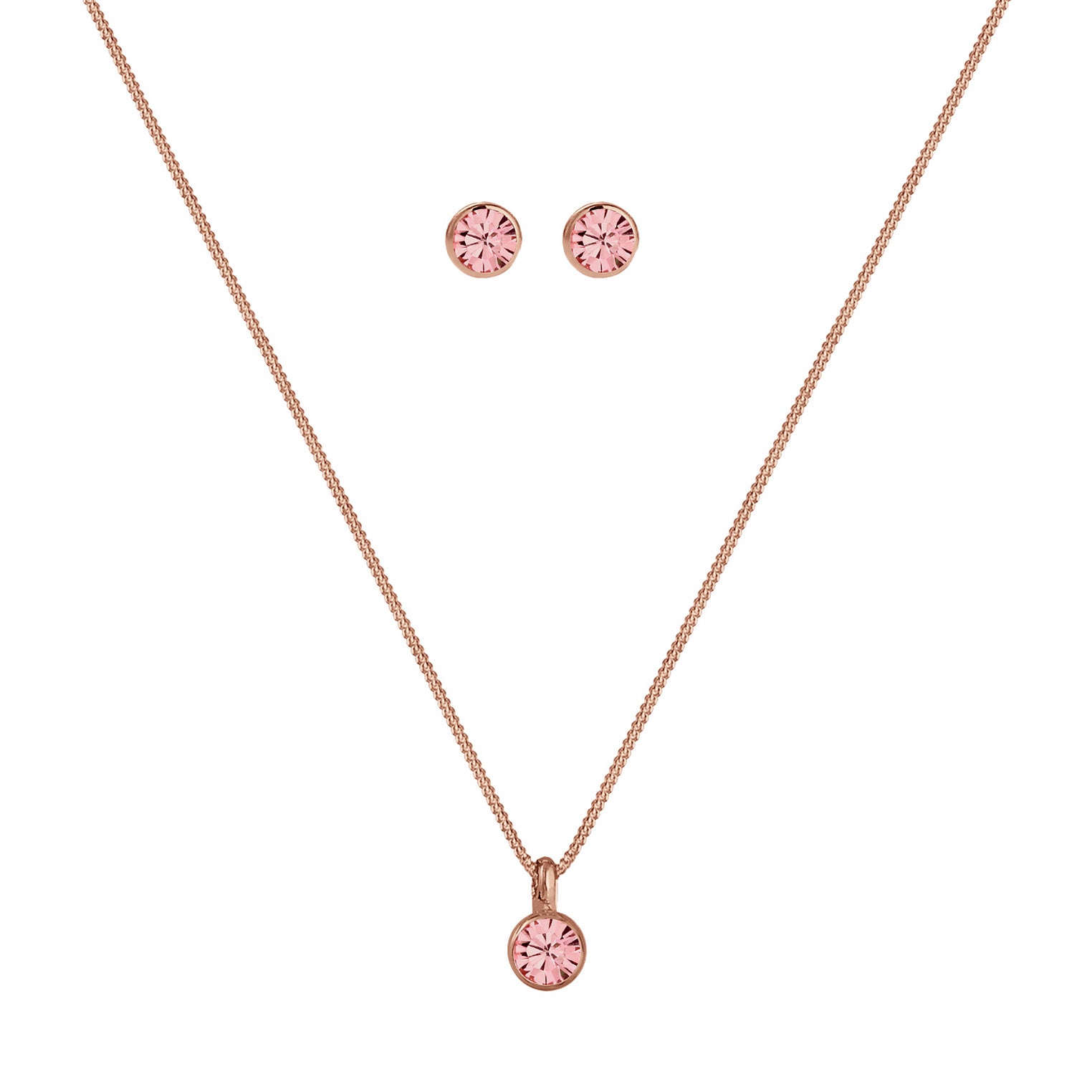 Rosa - Elli | Halskette | Kristall ( Rosa ) | 925 Sterling Silber Rosegold