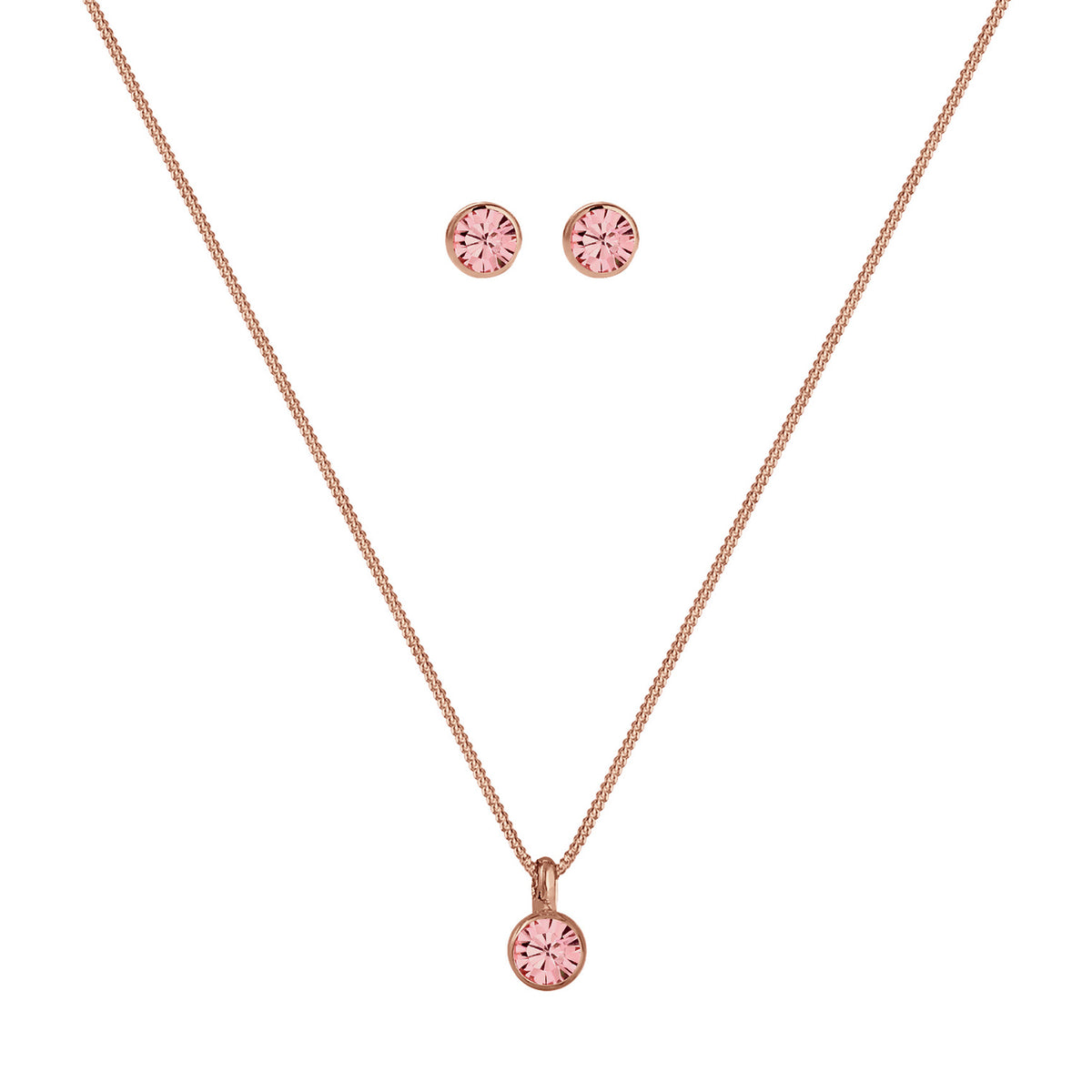 Rosa - Elli | Halskette | Kristall ( Rosa ) | 925 Sterling Silber Rosegold