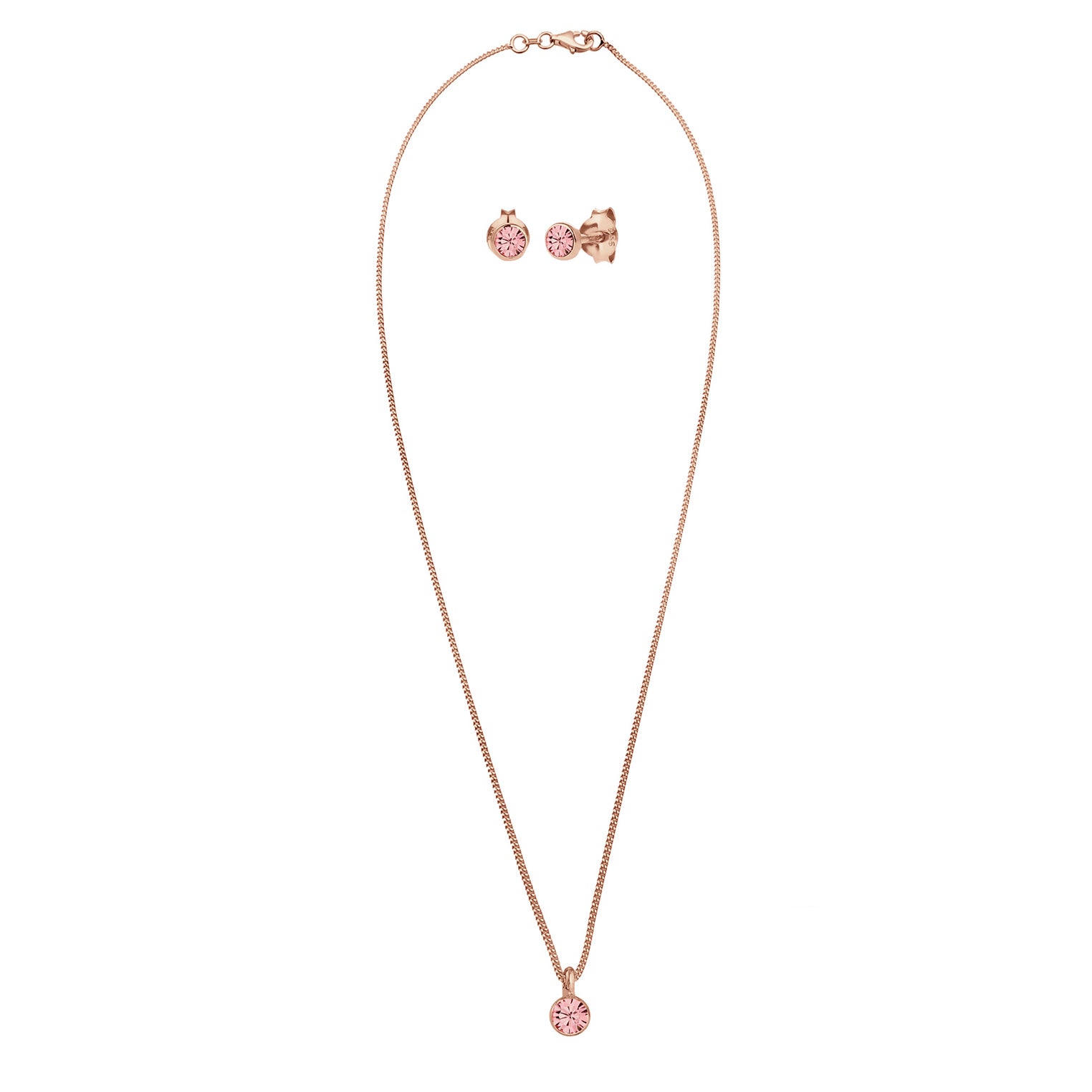 Rosa - Elli | Halskette | Kristall ( Rosa ) | 925 Sterling Silber Rosegold