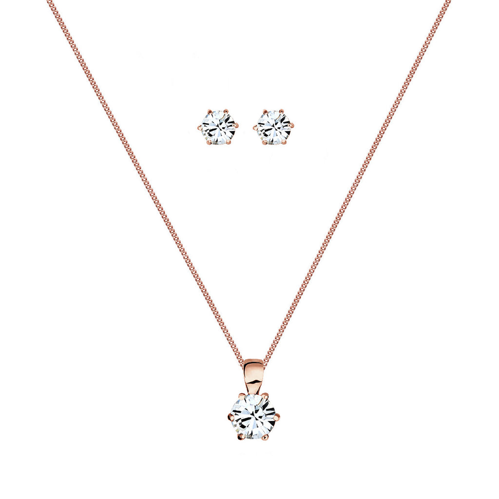 Weiß - Elli | Halskette | Mit Kristallen von Swarovski® (Weiß) | 925 Sterling Silber Rosegold