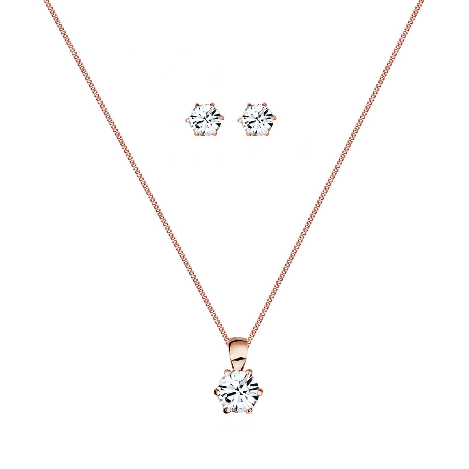 Weiß - Elli | Halskette | Mit Kristallen von Swarovski® (Weiß) | 925 Sterling Silber Rosegold