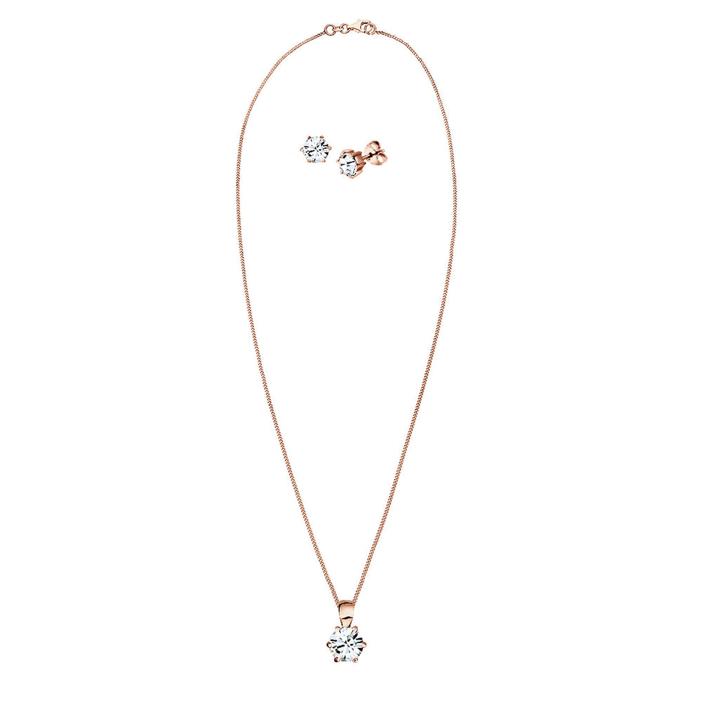 Weiß - Elli | Halskette | Mit Kristallen von Swarovski® (Weiß) | 925 Sterling Silber Rosegold