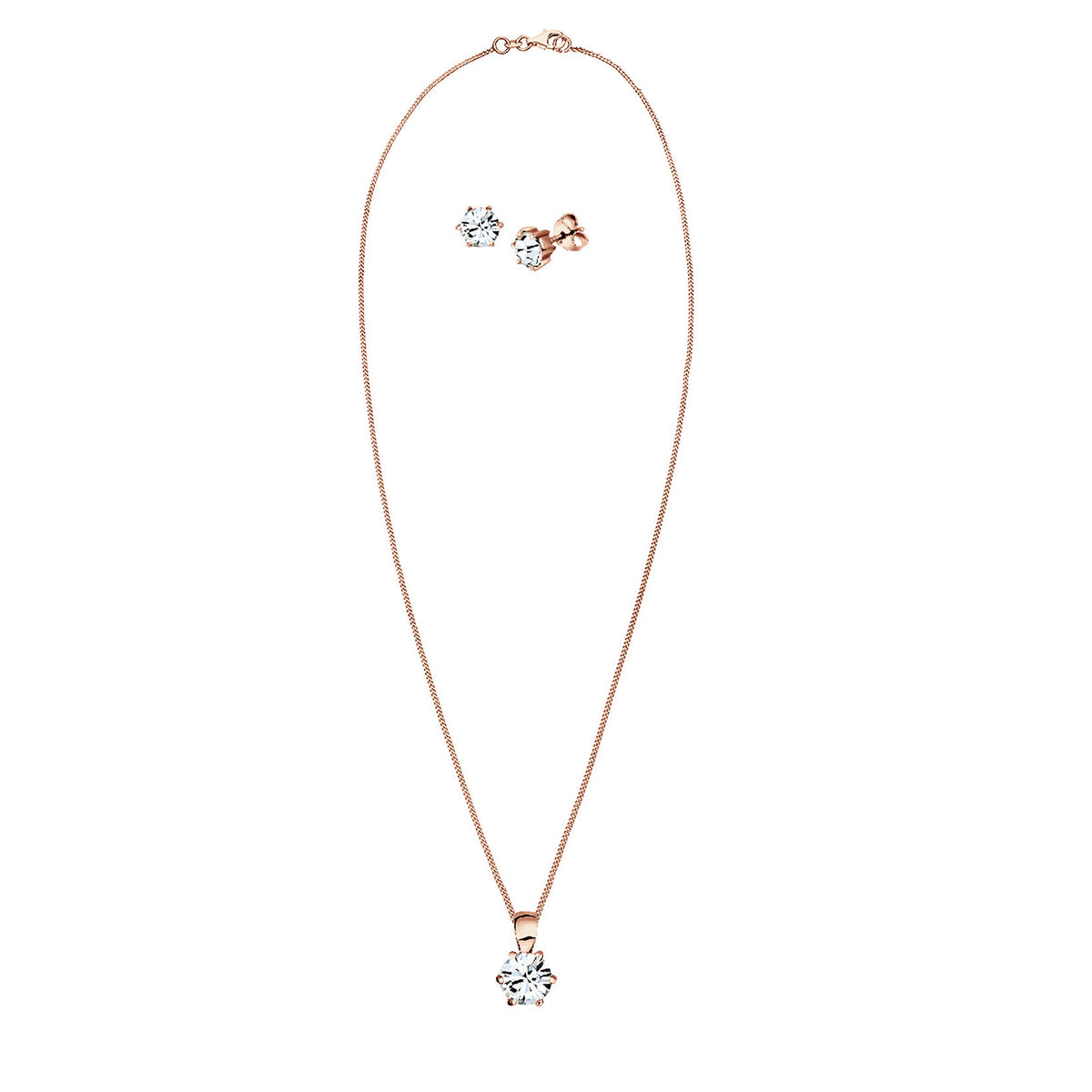 Weiß - Elli | Halskette | Mit Kristallen von Swarovski® (Weiß) | 925 Sterling Silber Rosegold