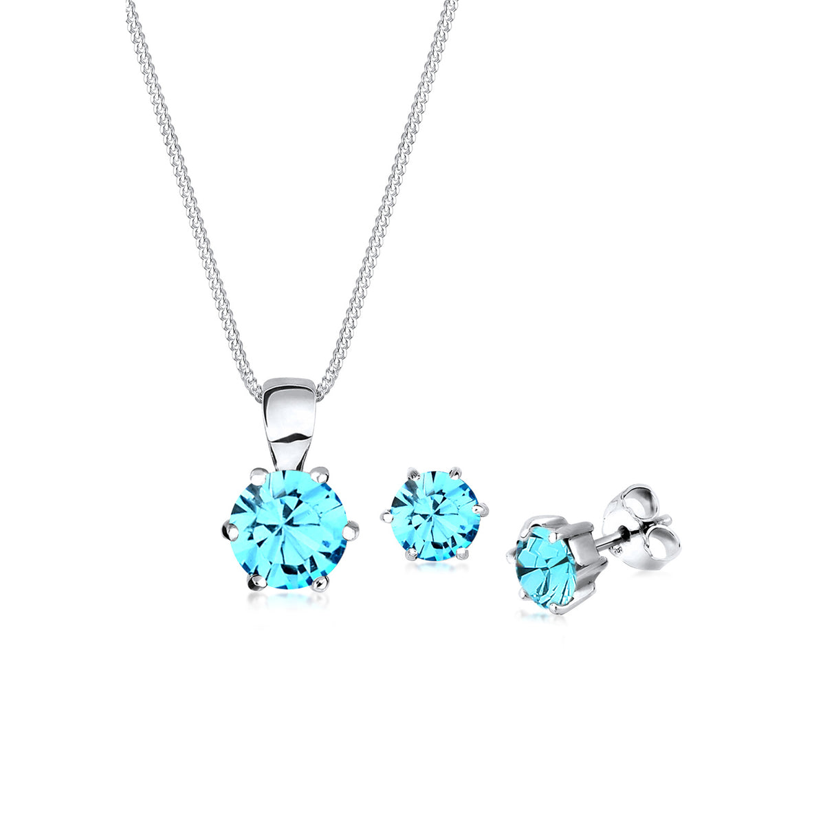 Hellblau - Elli | Halskette | Kristall ( Hellblau ) | 925er Sterling Silber