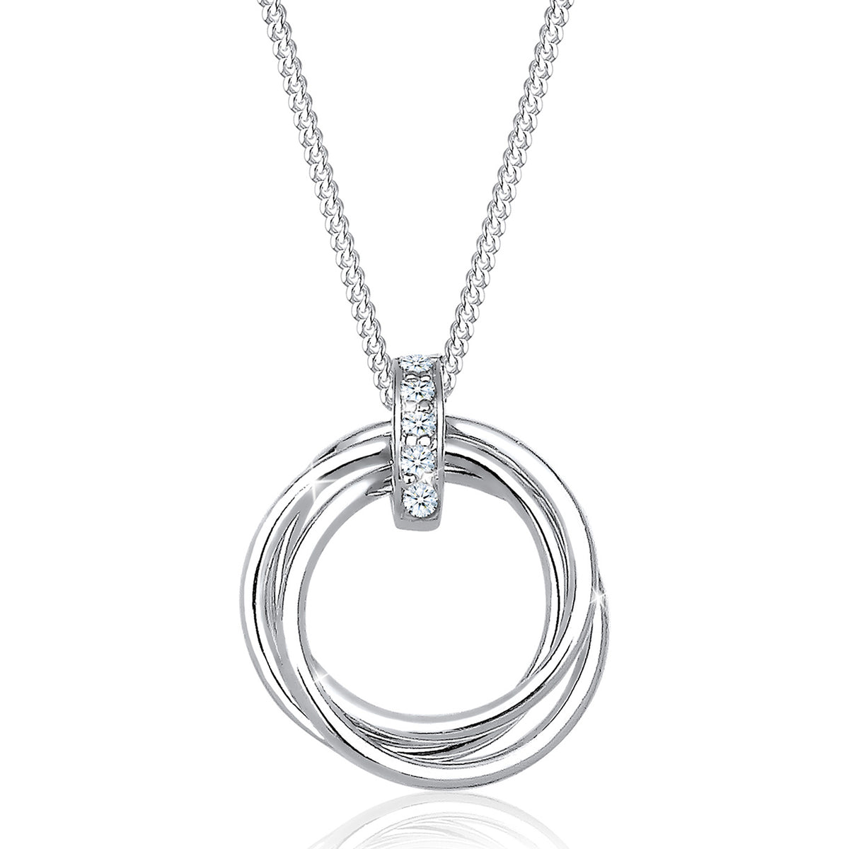 Weiß - Elli DIAMONDS | Halskette Kreis | Diamant (Weiß, 0.025 ct) | 925er Sterling Silber