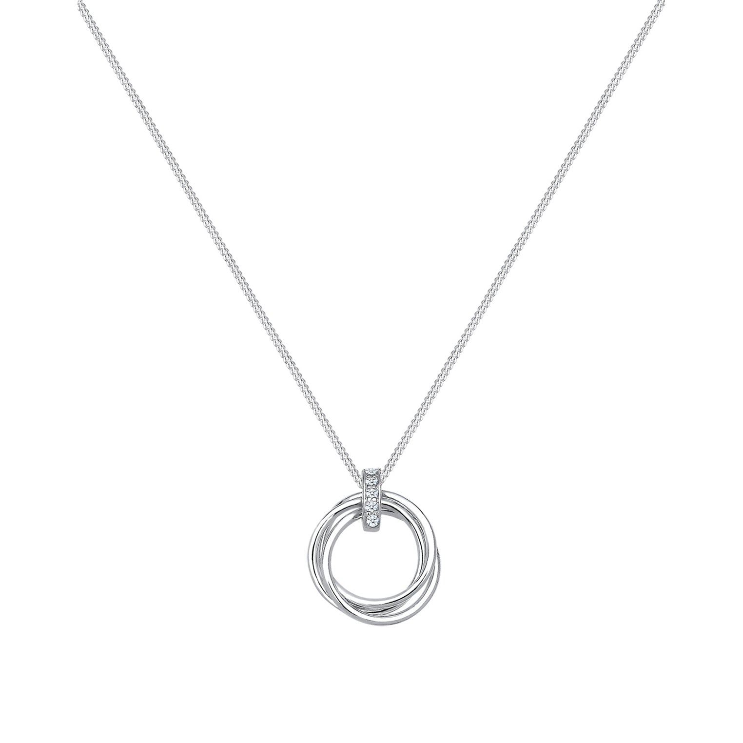 Weiß - Elli DIAMONDS | Halskette Kreis | Diamant ( Weiß, 0,025 ct ) | 925er Sterling Silber