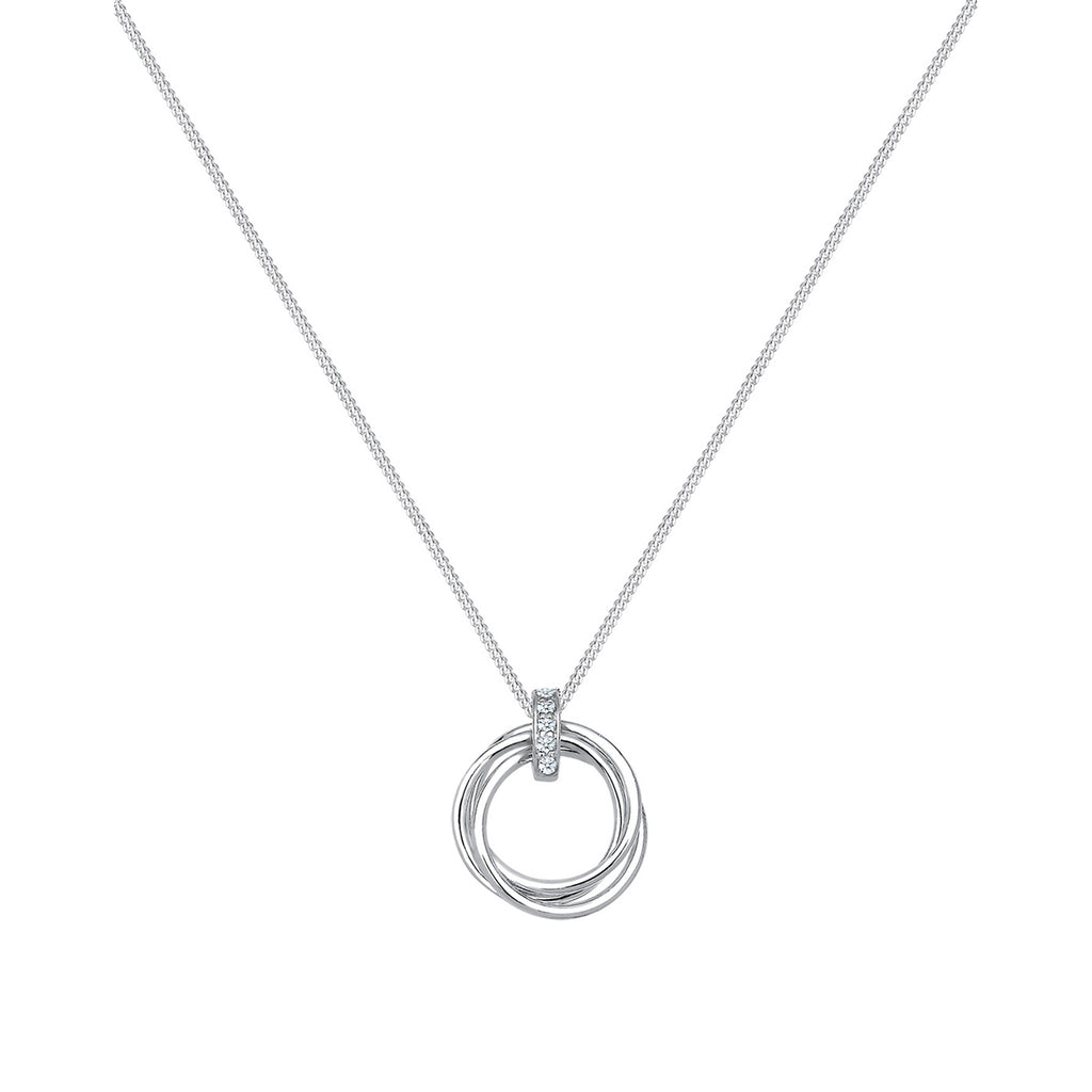 Weiß - Elli DIAMONDS | Halskette Kreis | Diamant (Weiß, 0.025 ct) | 925er Sterling Silber