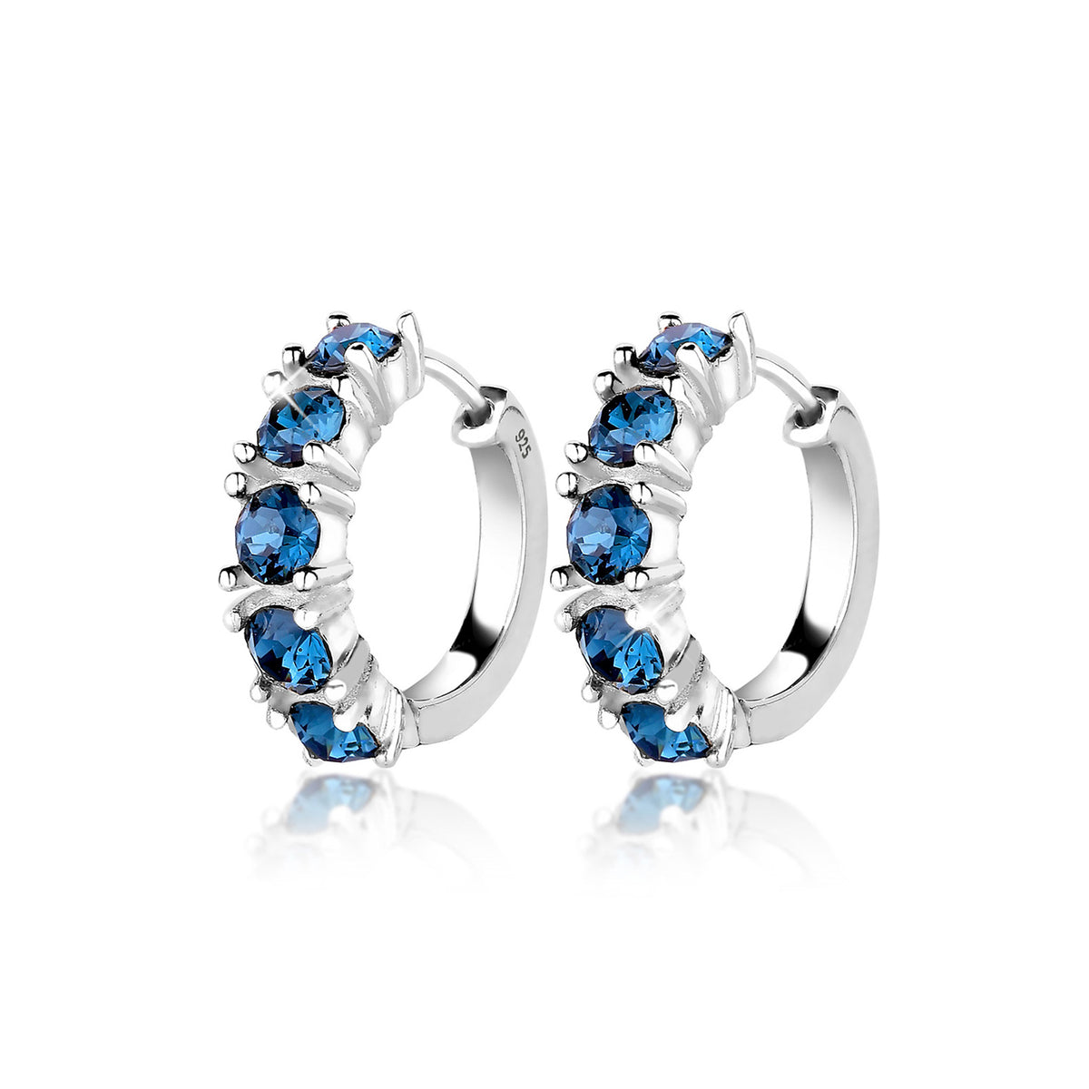 Blau - Elli | Creole | Kristall ( Blau ) | 925er Sterling Silber