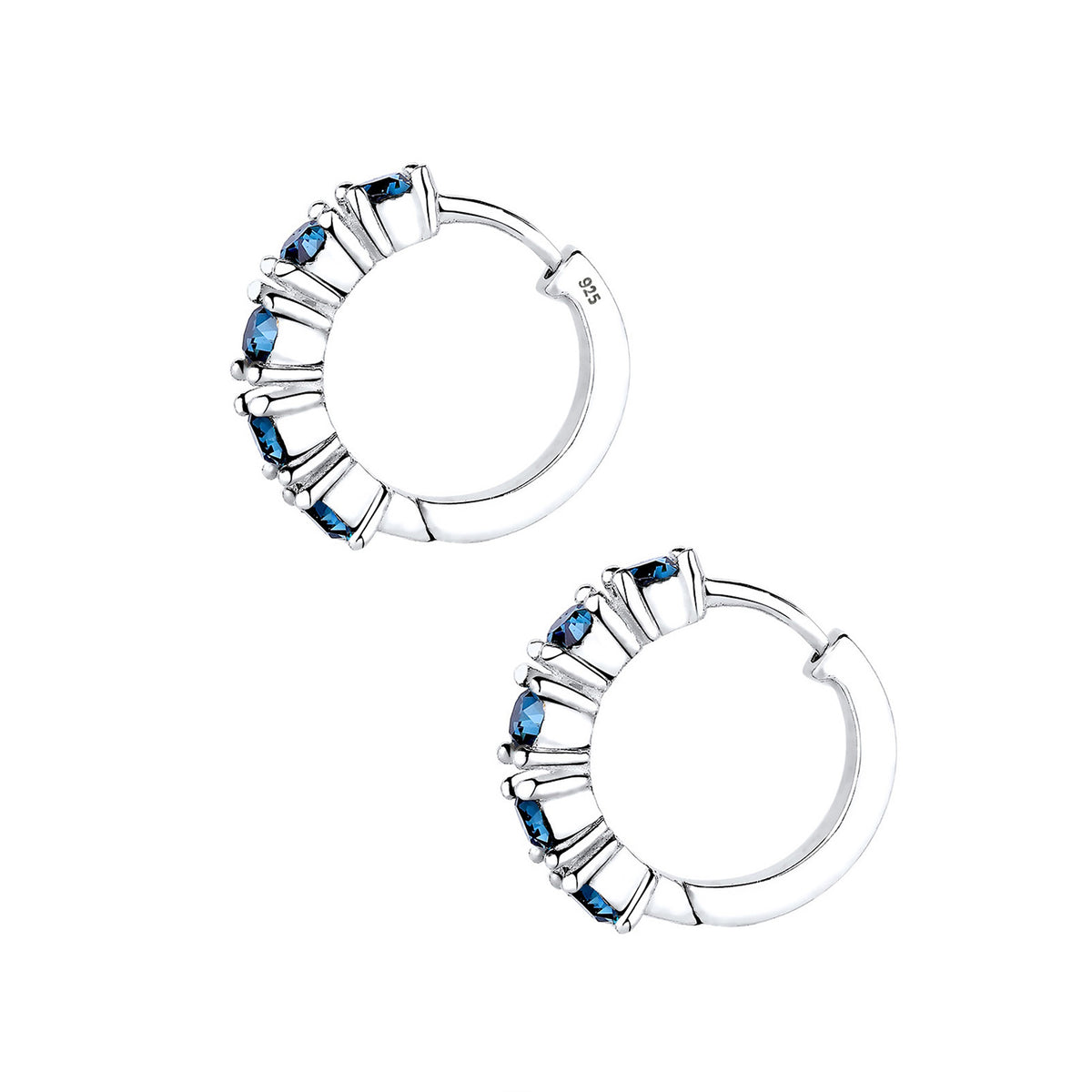Blau - Elli | Creole | Kristall ( Blau ) | 925er Sterling Silber