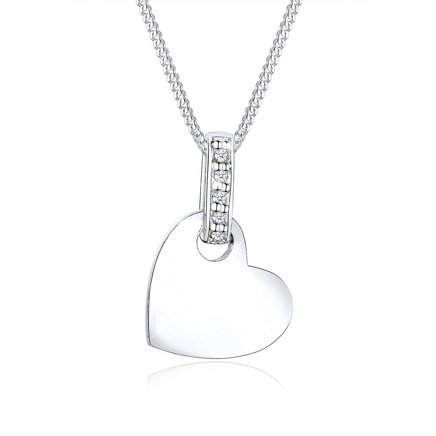 Silber - Elli DIAMONDS | Halskette Herz | Diamant ( Weiß, 0,025 ct ) | 925er Sterling Silber