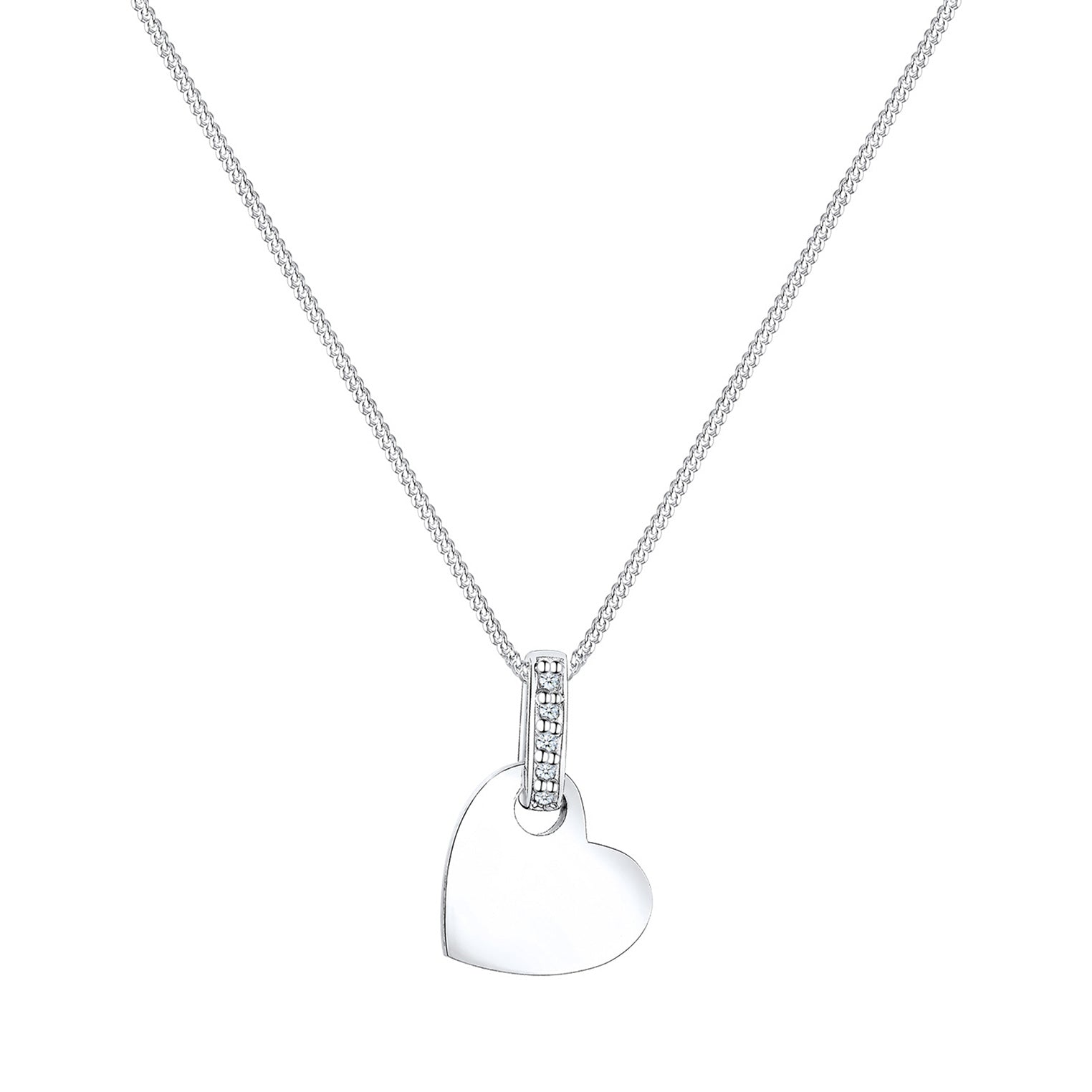 Silber - Elli DIAMONDS | Halskette Herz | Diamant ( Weiß, 0,025 ct ) | 925er Sterling Silber