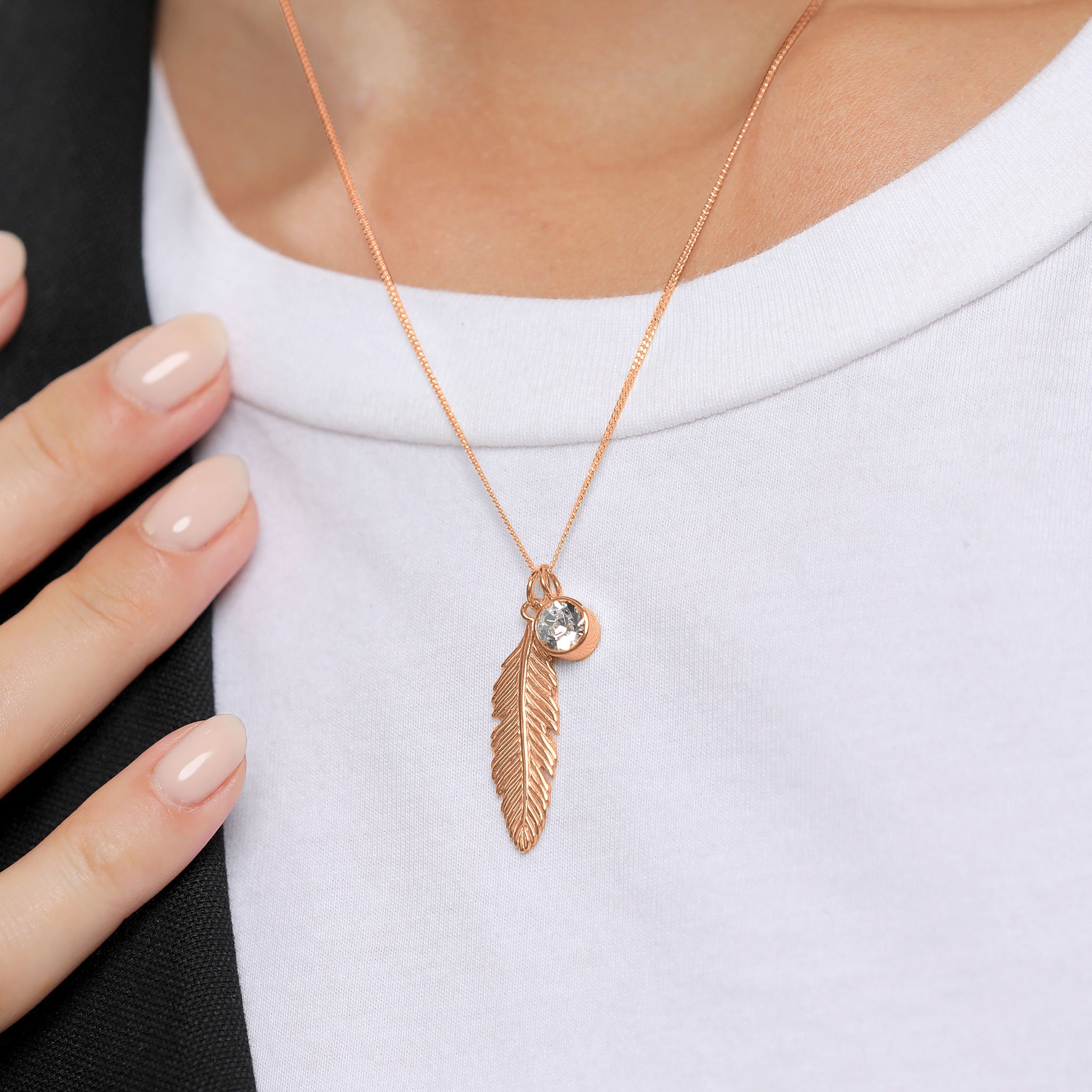Roségold - Elli | Halskette | Mit Kristallen von Swarovski® (Braun) | 925 Sterling Silber Rosegold