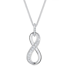Weiß - Elli | Halskette Infinity Anhänger | Zirkonia (Weiß) | 925er Sterling Silber