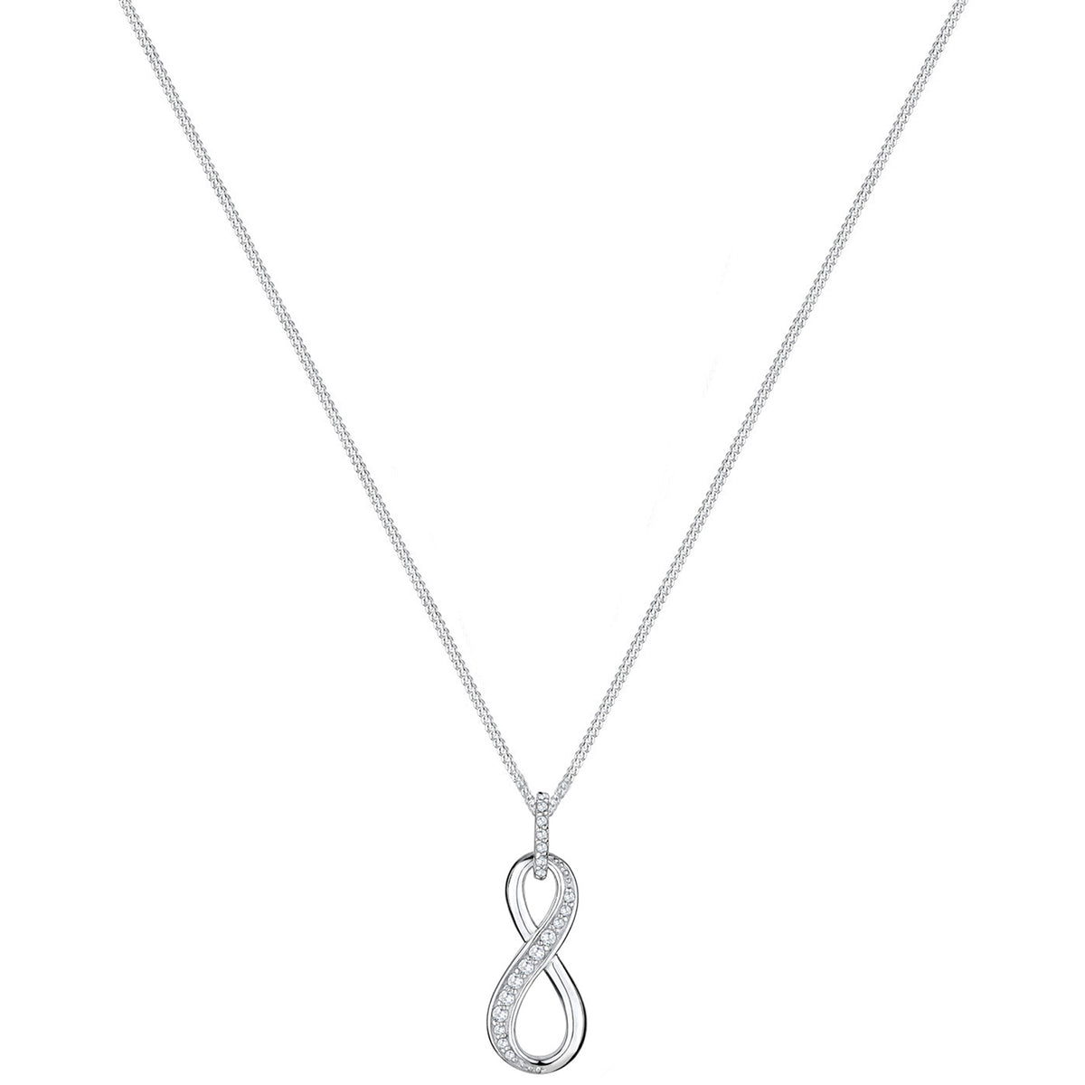 Weiß - Elli | Halskette Infinity Anhänger | Zirkonia (Weiß) | 925er Sterling Silber