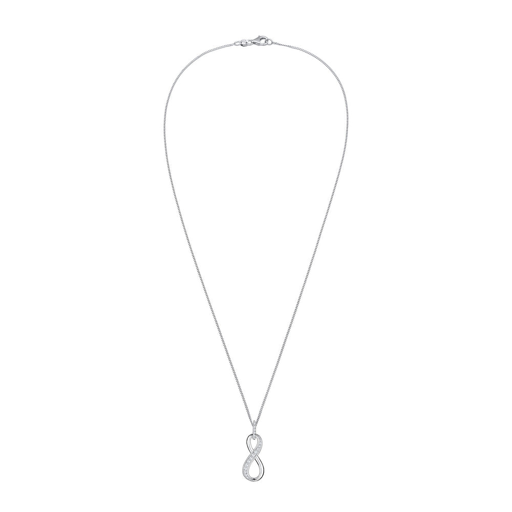 Halskette Infinity Anhänger | Zirkonia (Weiß)
