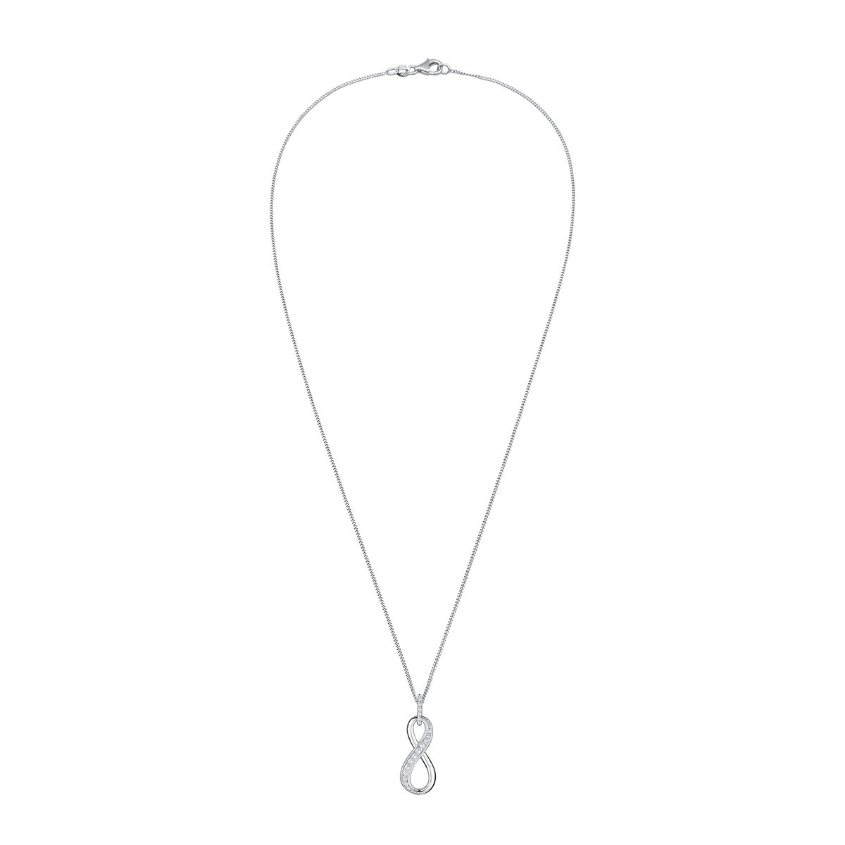 Weiß - Elli | Halskette Infinity Anhänger | Zirkonia (Weiß) | 925er Sterling Silber