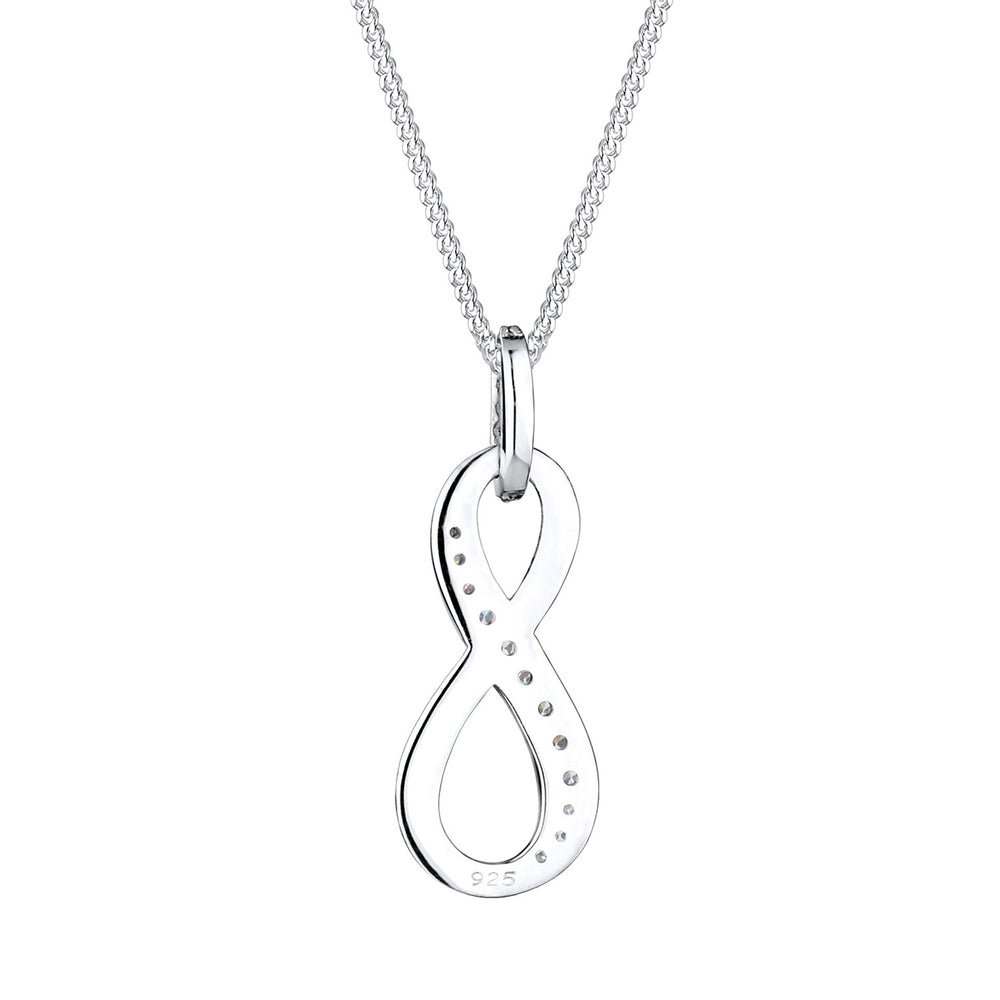Weiß - Elli | Halskette Infinity Anhänger | Zirkonia (Weiß) | 925er Sterling Silber