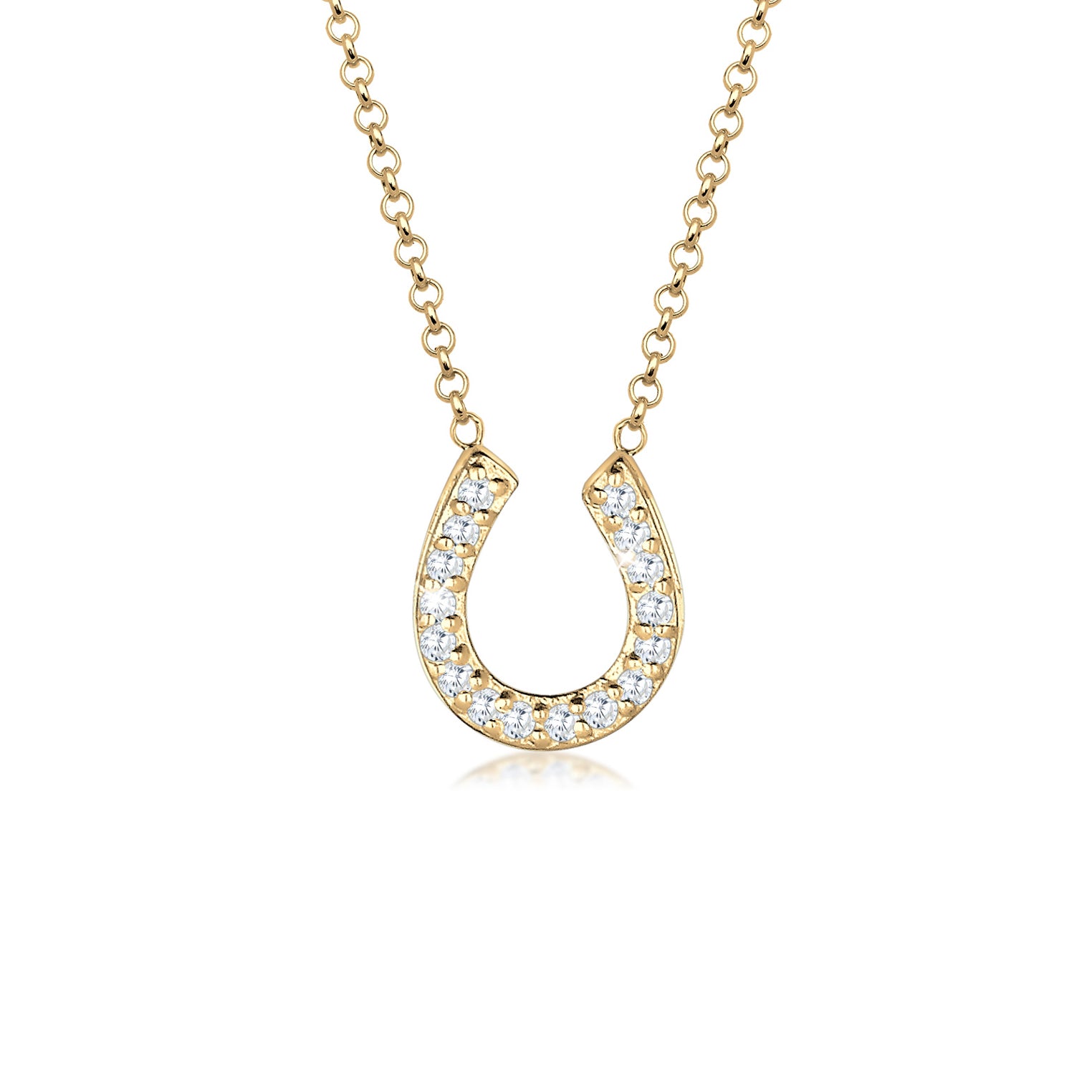 Gold - Elli | Halskette Hufeisen | Zirkonia ( Weiß ) | 925 Sterling Silber vergoldet