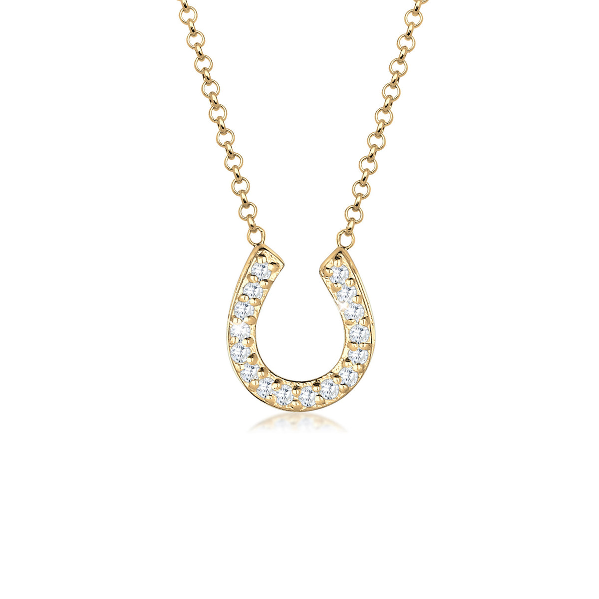 Gold - Elli | Halskette Hufeisen | Zirkonia (Weiß) | 925 Sterling Silber vergoldet