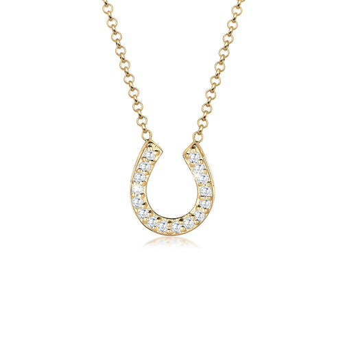 Gold - Elli | Halskette Hufeisen | Zirkonia (Weiß) | 925 Sterling Silber vergoldet