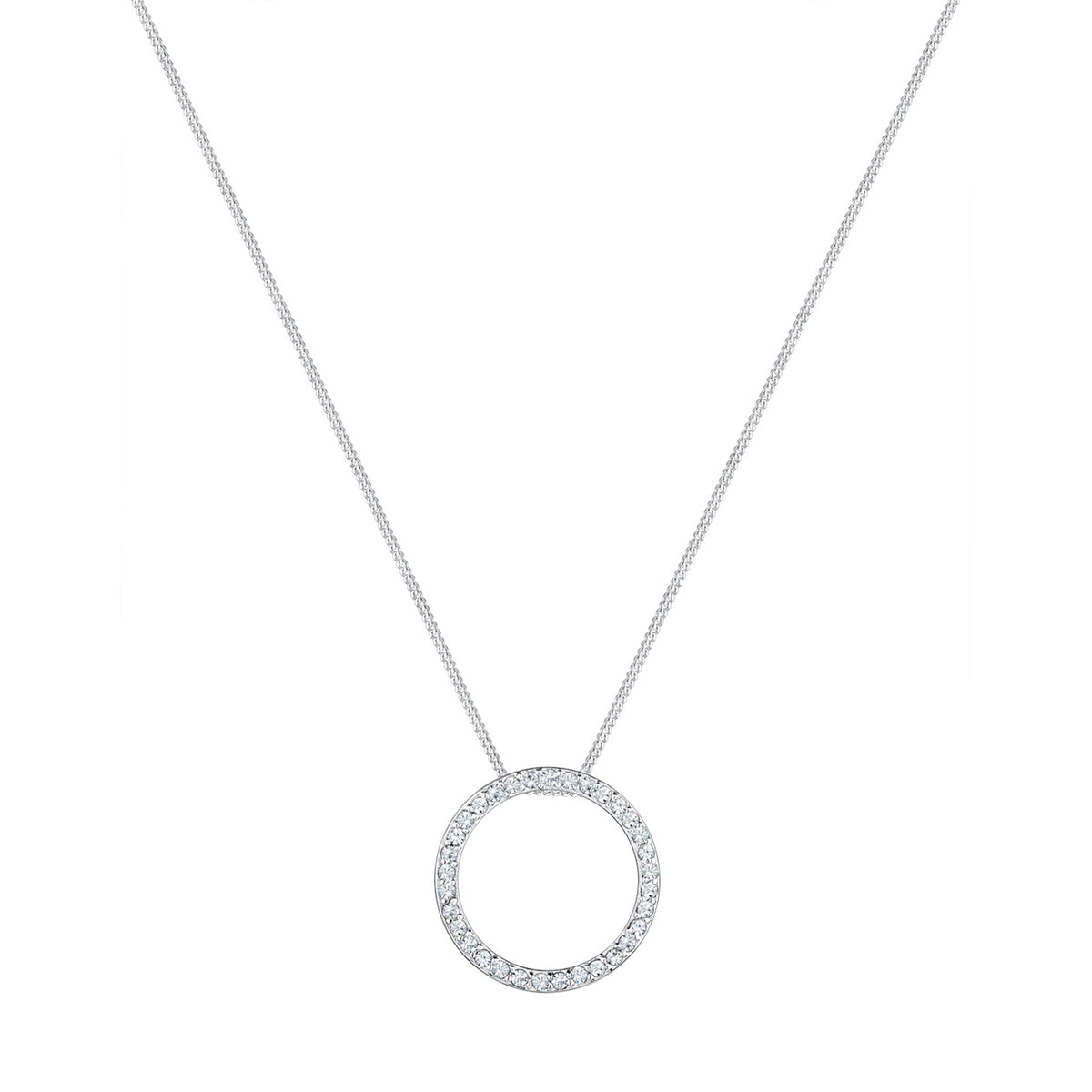 Silber - Elli | Halskette Anhänger Kreis | Mit Kristallen von Swarovski® (Weiß) | 925er Sterling Silber