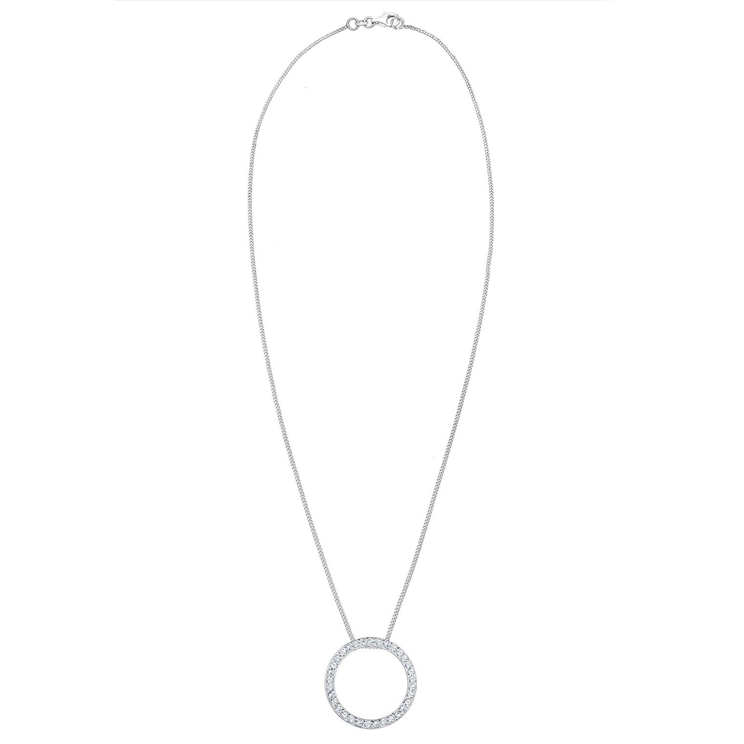 Silber - Elli | Halskette Anhänger Kreis | Mit Kristallen von Swarovski® (Weiß) | 925er Sterling Silber