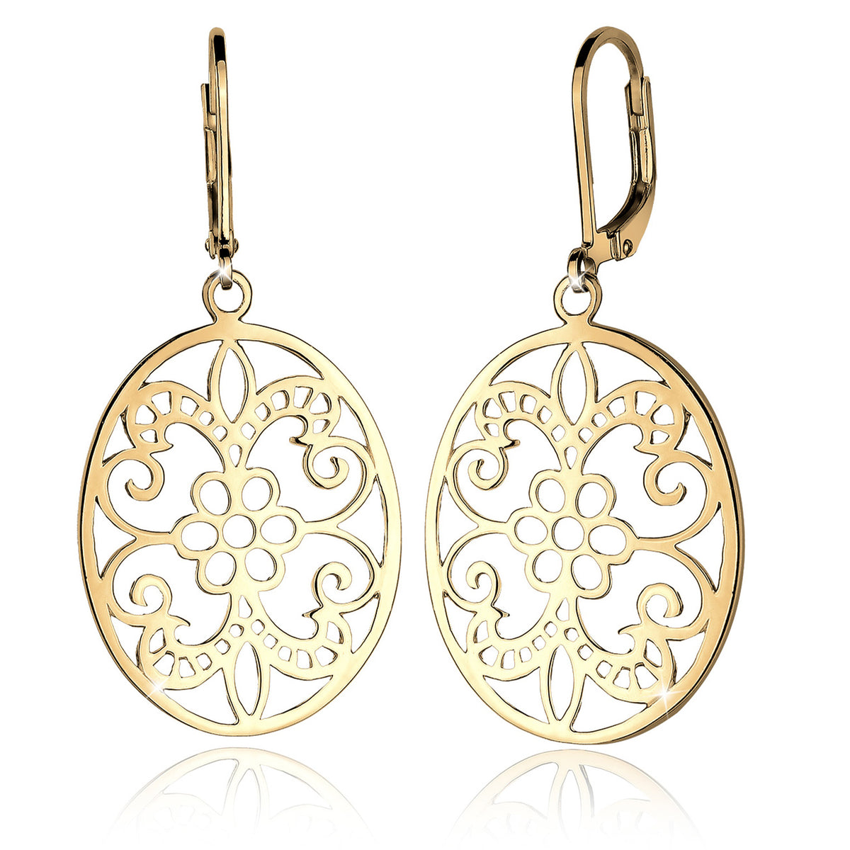 Gold - Elli | Ohrhänger Ornament | 925 Sterling Silber vergoldet