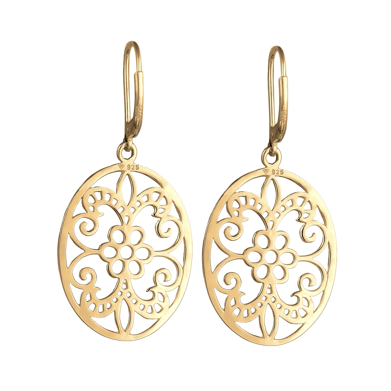 Gold - Elli | Ohrhänger Ornament | 925 Sterling Silber vergoldet