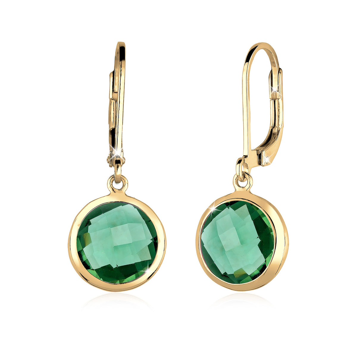 Grün - Elli PREMIUM | Ohrhänger | Quarz ( Grün ) | 925 Sterling Silber vergoldet