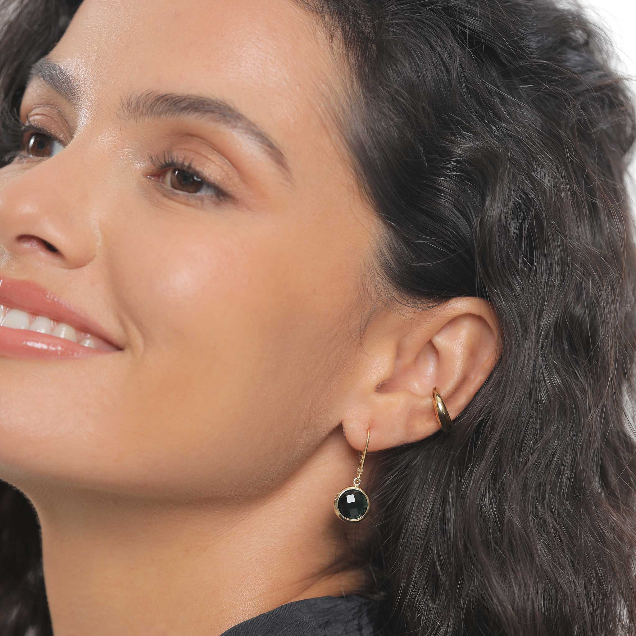 Grün - Elli PREMIUM | Ohrhänger | Quarz ( Grün ) | 925 Sterling Silber vergoldet