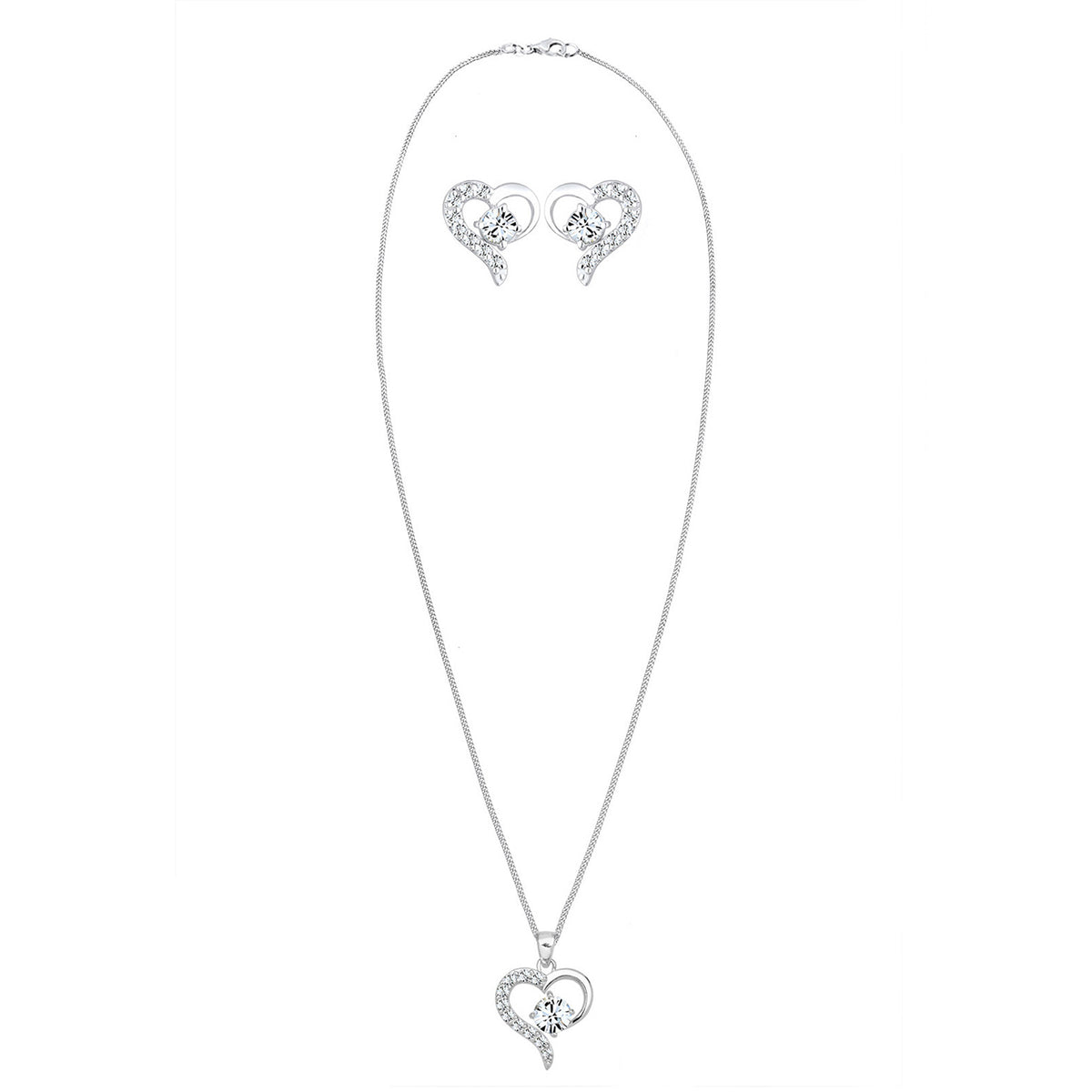 Weiß - Elli | Schmuckset  Herz | Mit Kristallen von Swarovski® (Weiß) | 925er Sterling Silber