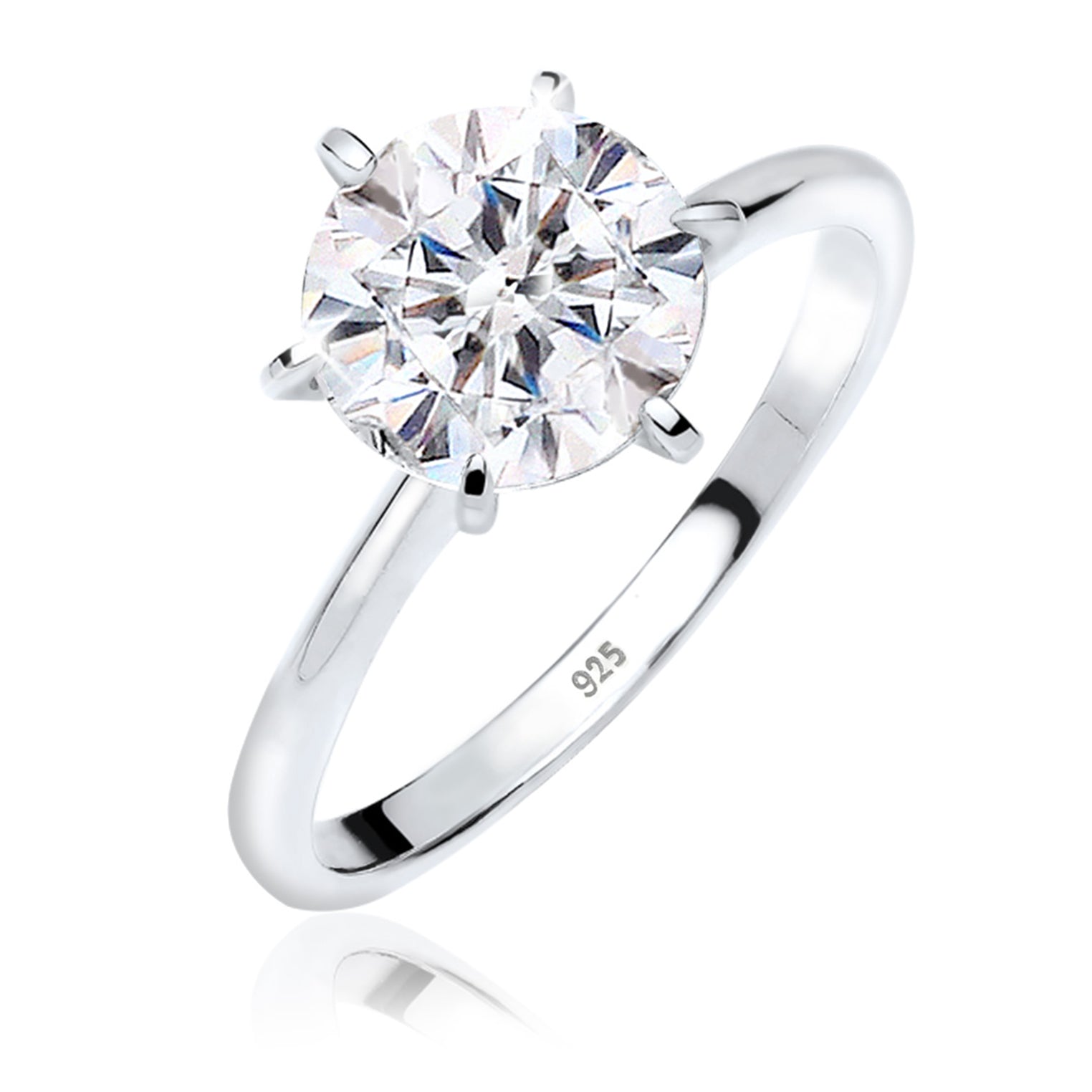 Silber - Elli | Verlobungsring | Kristall ( Weiß ) | 925er Sterling Silber