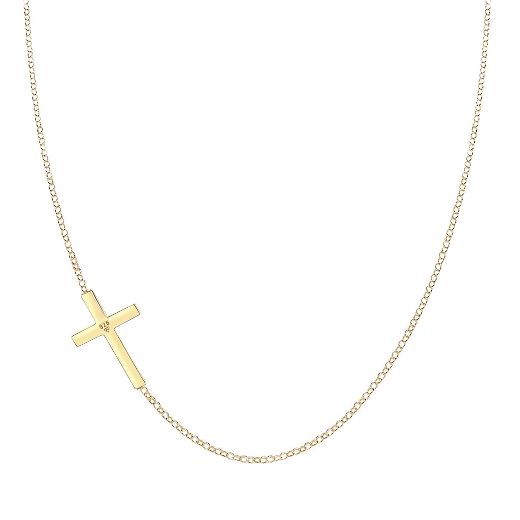 Gold - Elli | Glieder-Halskette Kreuz | 925 Sterling Silber vergoldet
