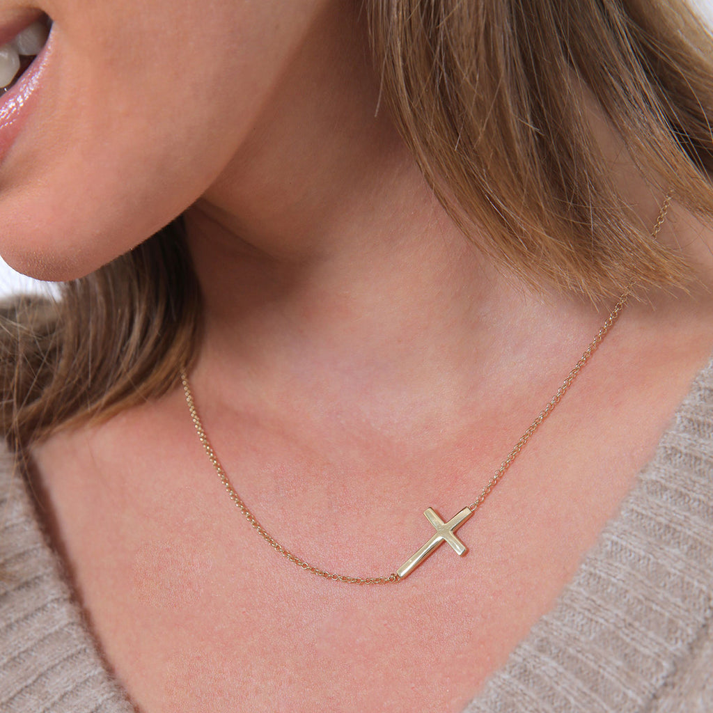 Gold - Elli | Glieder-Halskette Kreuz | 925 Sterling Silber vergoldet