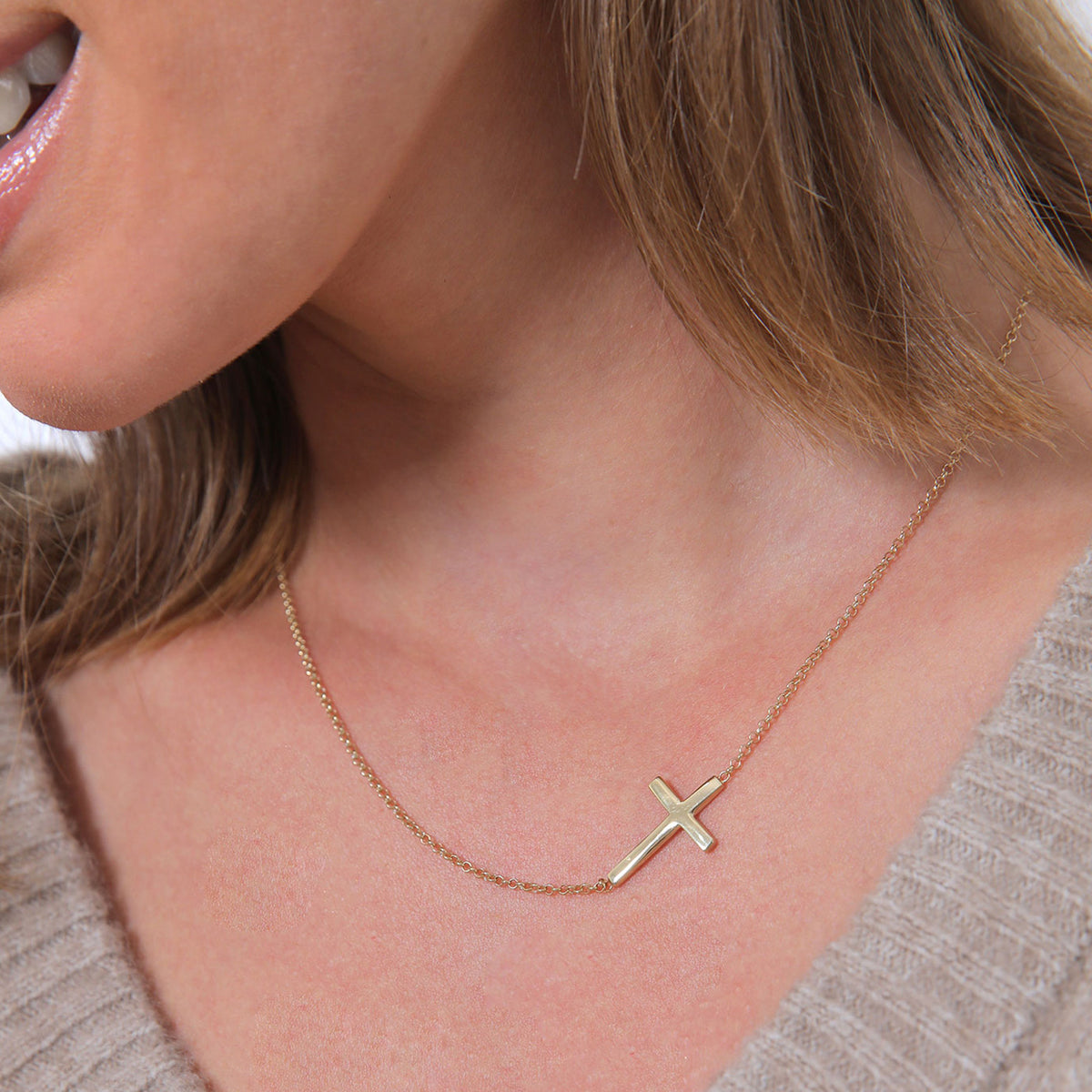 Gold - Elli | Glieder-Halskette Kreuz | 925 Sterling Silber vergoldet