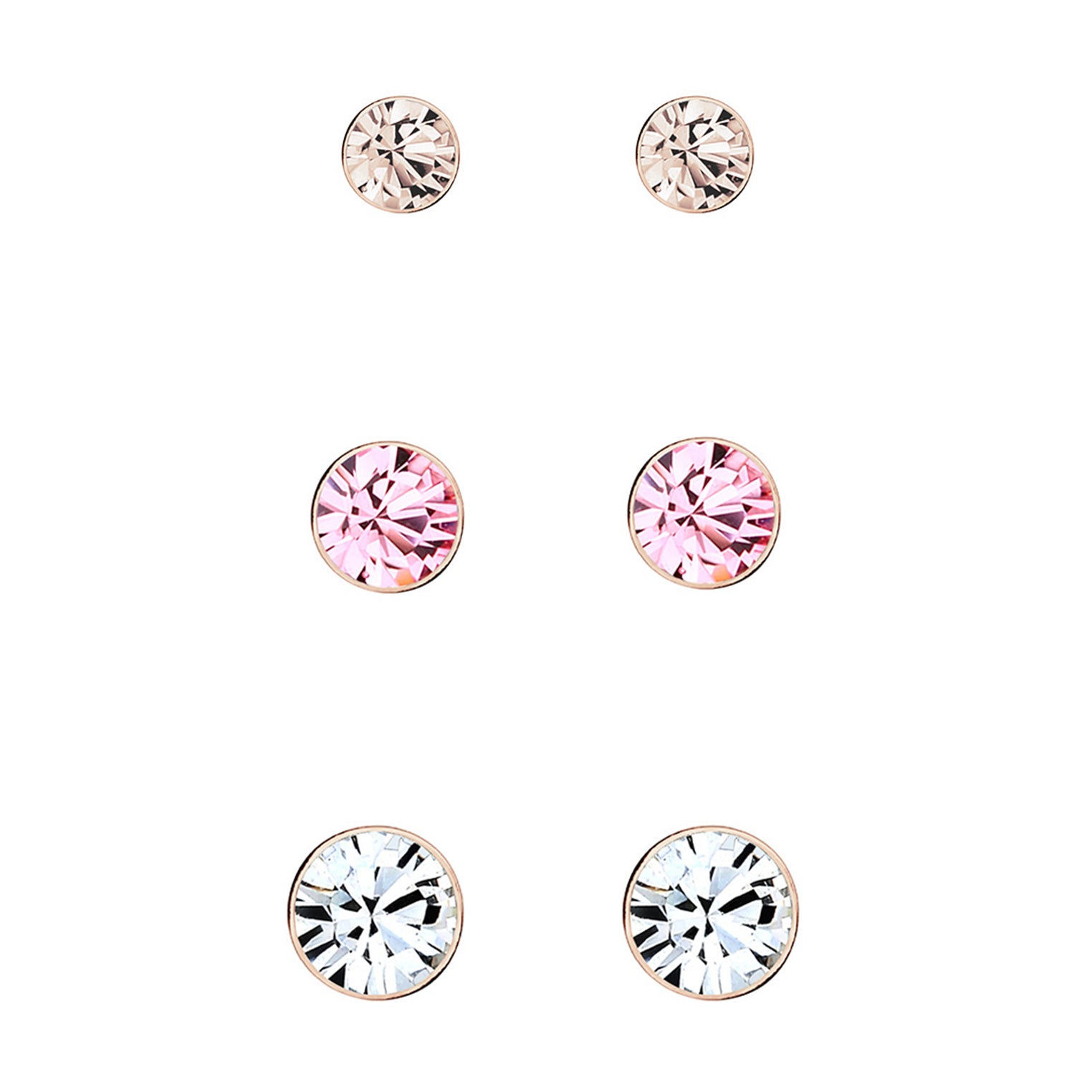 Roségold - Elli | Ohrringset | Kristall ( Weiß ) | 925 Sterling Silber Rosegold