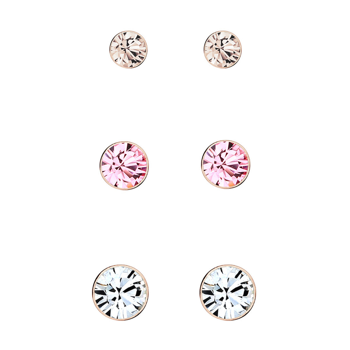 Roségold - Elli | Ohrringset | Kristall ( Weiß ) | 925 Sterling Silber Rosegold