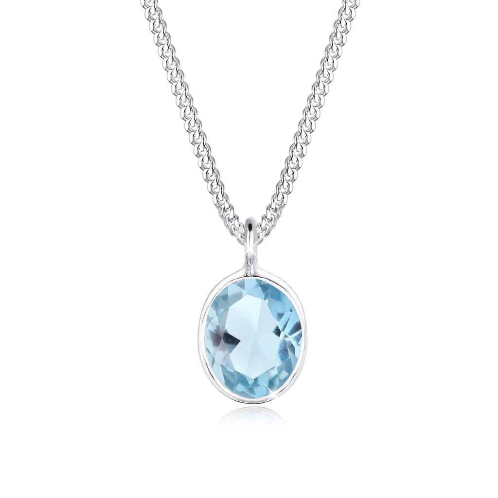 Hellblau - Elli | Halskette Solitär | Topas (Hellblau) | 925er Sterling Silber