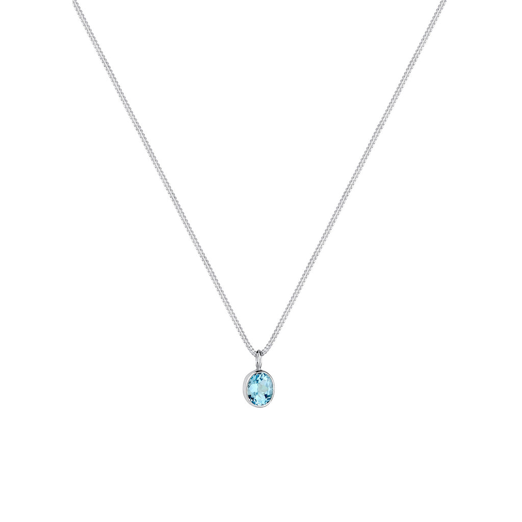Hellblau - Elli | Halskette Solitär | Topas (Hellblau) | 925er Sterling Silber