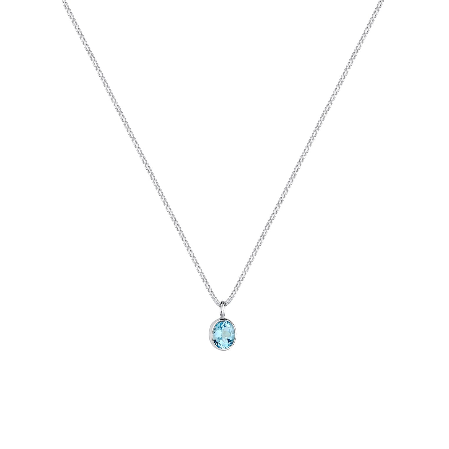 Hellblau - Elli | Halskette Solitär | Topas (Hellblau) | 925er Sterling Silber
