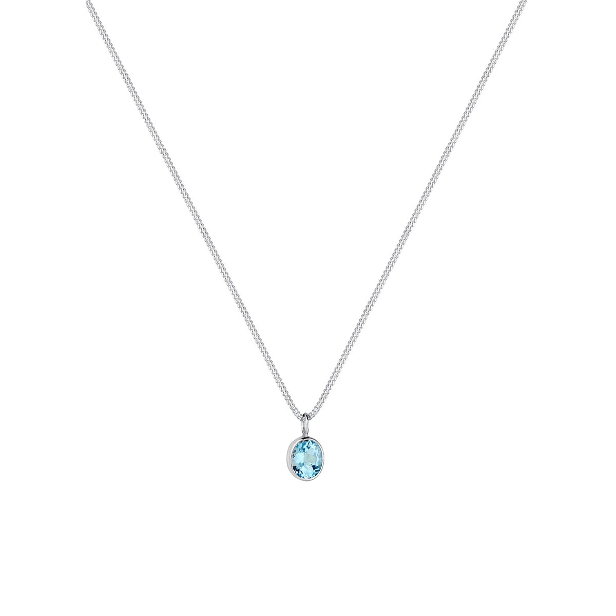 Hellblau - Elli | Halskette Solitär | Topas (Hellblau) | 925er Sterling Silber