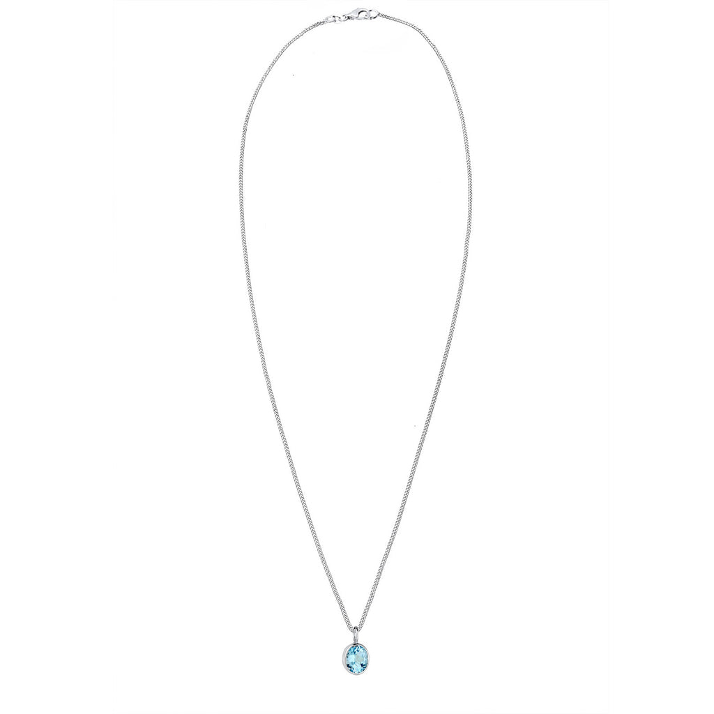 Hellblau - Elli | Halskette Solitär | Topas (Hellblau) | 925er Sterling Silber