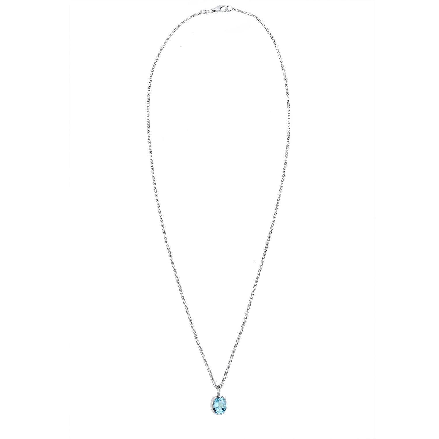 Hellblau - Elli | Halskette Solitär | Topas (Hellblau) | 925er Sterling Silber