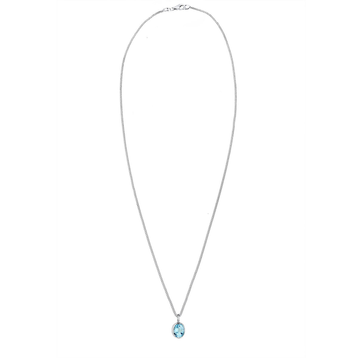 Hellblau - Elli | Halskette Solitär | Topas (Hellblau) | 925er Sterling Silber