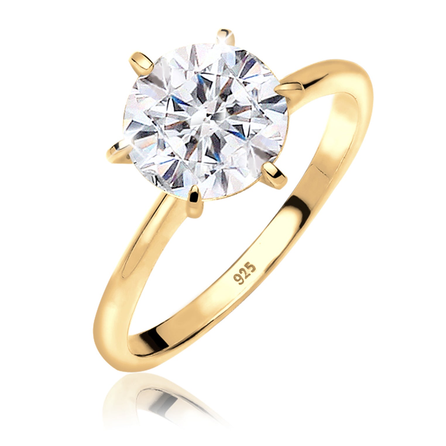 Gold - Elli | Ring | Kristall ( Weiß ) | 925 Sterling Silber vergoldet
