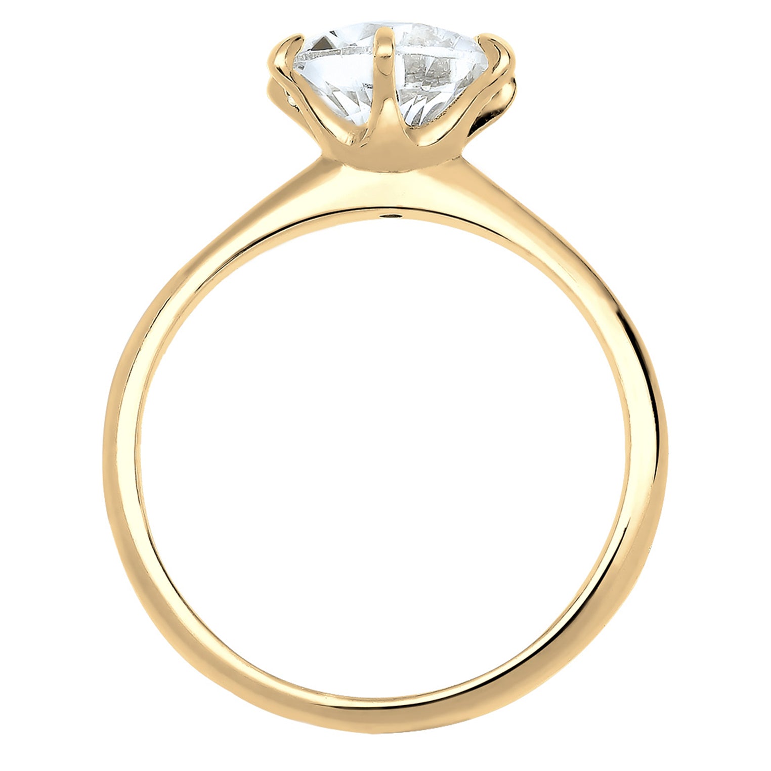 Gold - Elli | Ring | Kristall ( Weiß ) | 925 Sterling Silber vergoldet