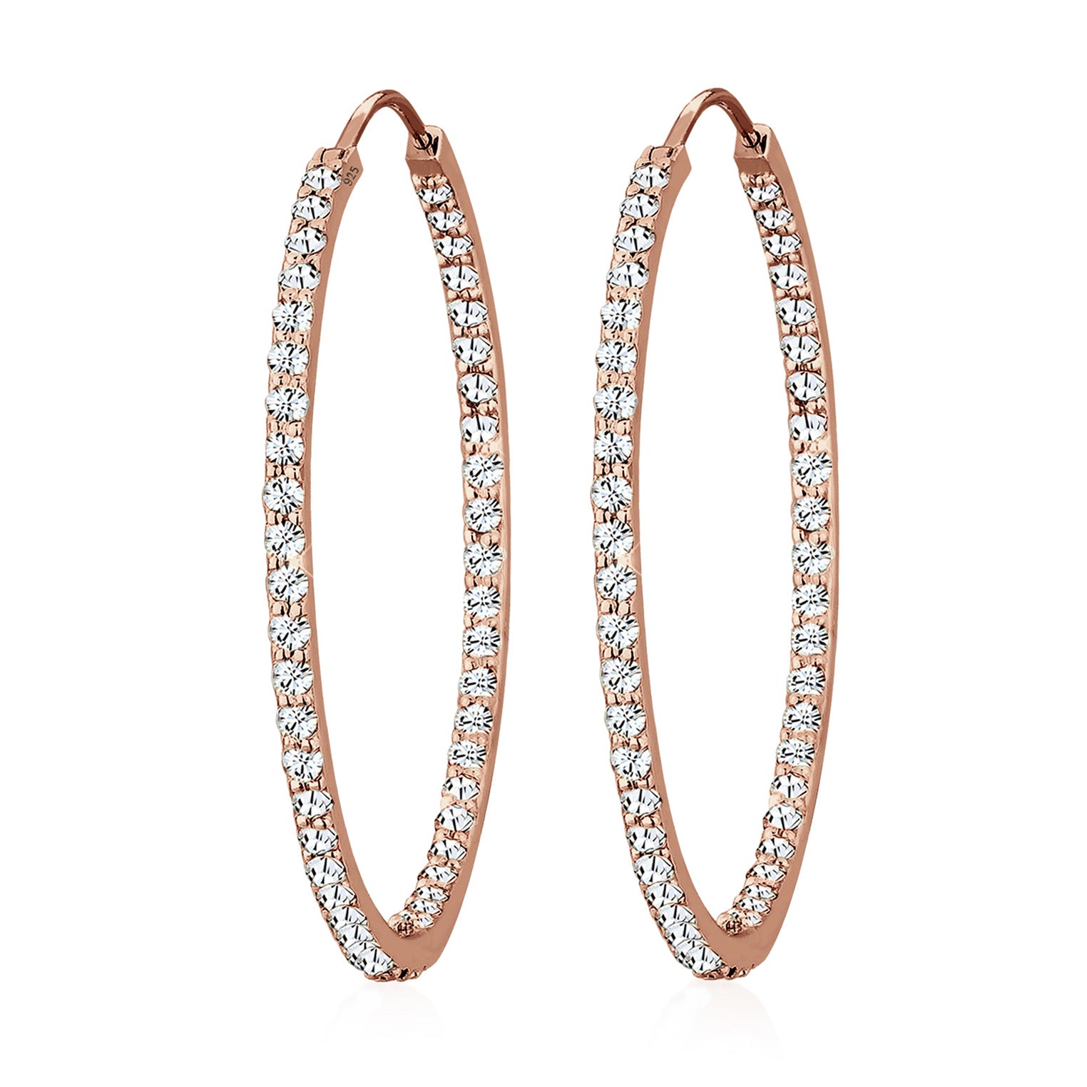 Roségold - Elli PREMIUM | Creole | Mit Kristallen von Swarovski® (Weiß) | 925 Sterling Silber Rosegold