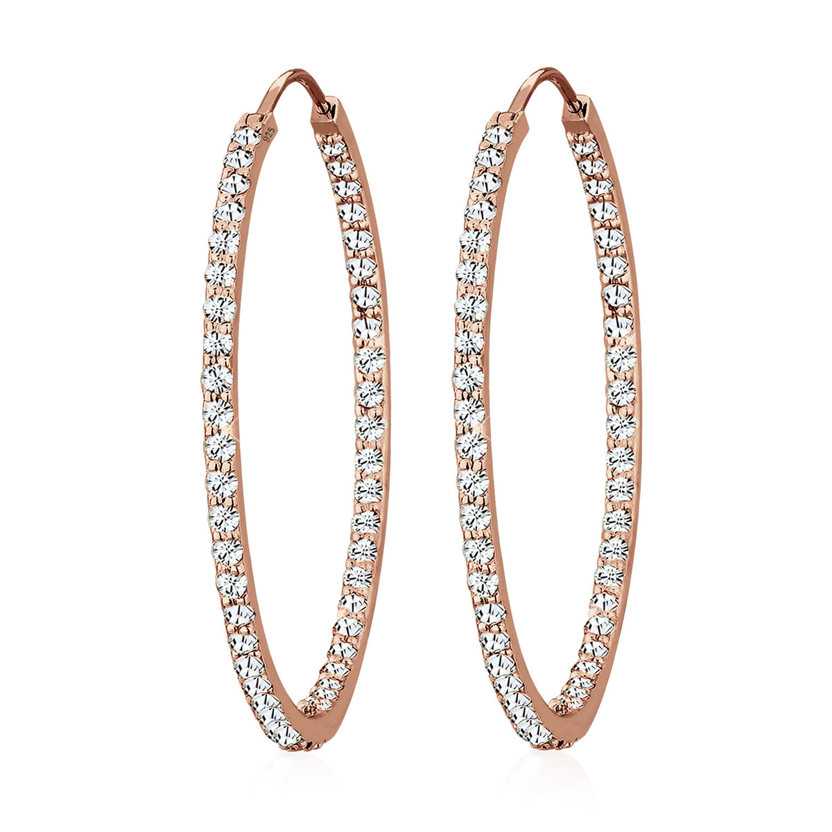 Roségold - Elli PREMIUM | Creole | Mit Kristallen von Swarovski® (Weiß) | 925 Sterling Silber Rosegold