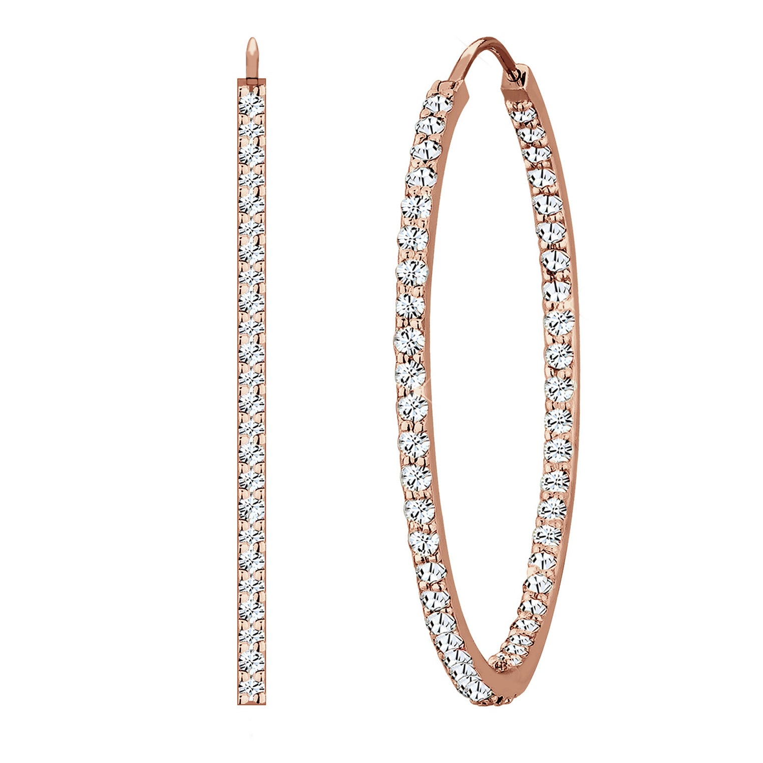 Roségold - Elli PREMIUM | Creole | Kristall ( Weiß ) | 925 Sterling Silber Rosegold